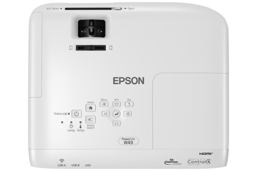 Epson PowerLite W49, 3800 Lumens, WXGA (1280x800), 1,3 to 1.56:1.