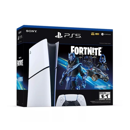 [CON000-00079] Sony Playstation 5 Slim Digital Edition Fortnite Cobalt Star Bundle CFI-2015 (USA) 1TB, White.